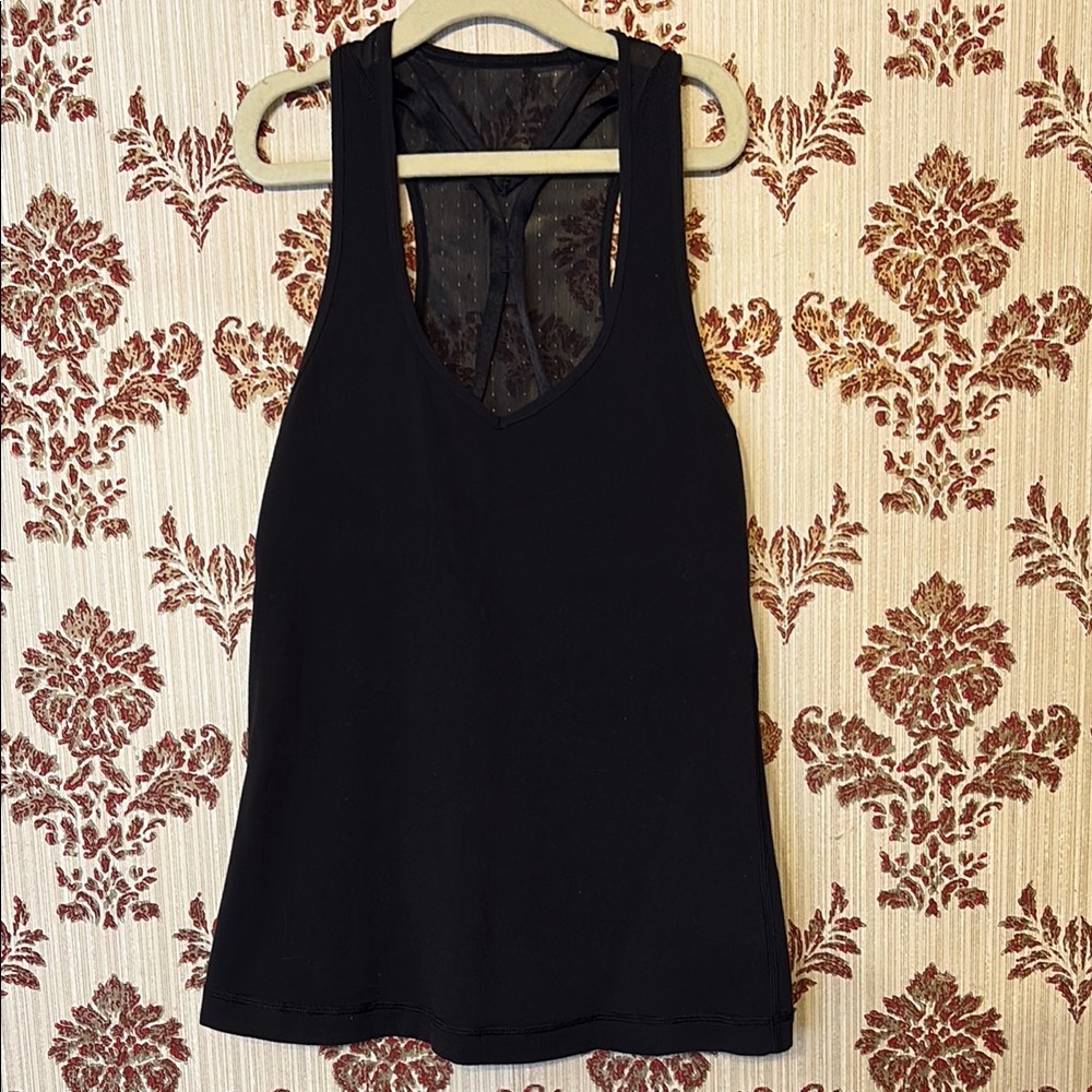 Lululemon Black Mesh-Back Yoga Top